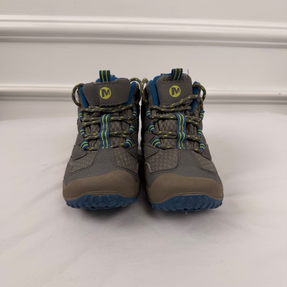 Merrell Oakcreek Mid Waterproof Kids Hiking Boots Grey Blue MK262365 Size 11M